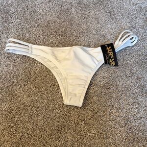 Surf Style White Bikini Bottom with Strappy Sides